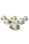 Hermia Juego de Tazas de Café Blanco y Verde de 12 Piezas